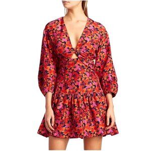 Derek‎ Lam 10 Crosby Dress Women 4 Red Floral Talia Fit And Flare Mini Boho